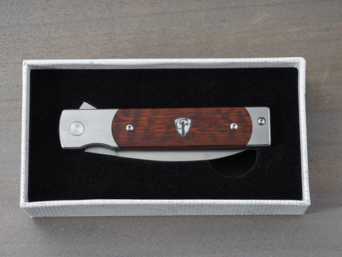 Holliday pocket knife with snakewood handle in box