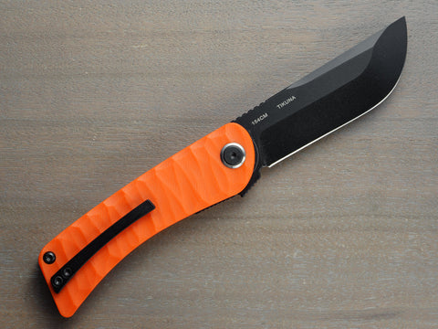 TIKUNA pocket knife with black blade and orange handle